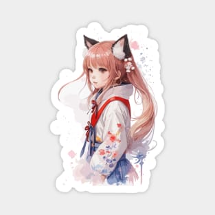 Kawaii baby in Kitsune fox kimono Magnet