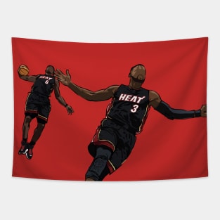 Dwyane Wade and LeBron James Iconic Miami Sketch Tapestry