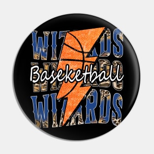 Graphic Basketball Wizards Proud Name Vintage Pin