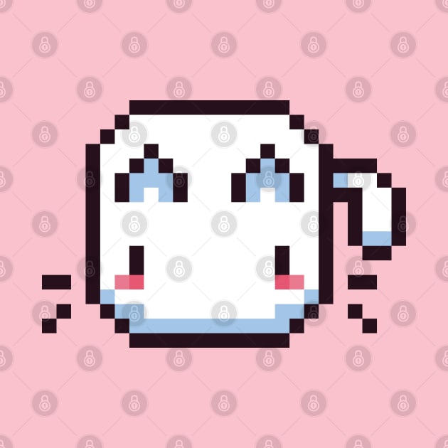 White Pixel Cat - Kawaii Retro Pixel Art by Z3phyrwind