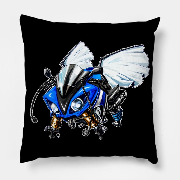 Yamaha R1 Bee Blue Pillow by MOTORIND