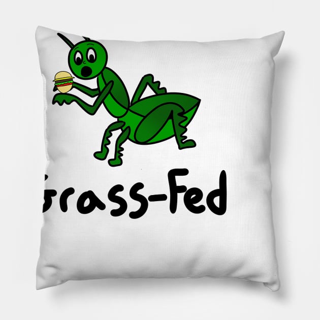 Funny Junk Food Grasshopper Pillow by Terribly Drawn