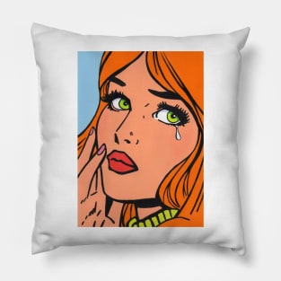 Pop art crying girl 2 Pillow