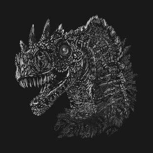 Dilophosaurus Black and White T-Shirt