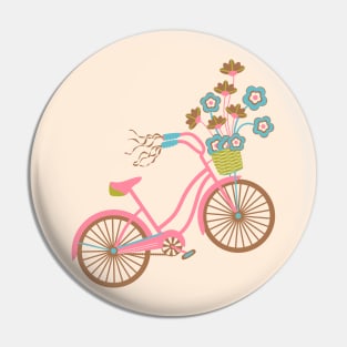 MY BIKE Nostalgic Vintage Retro Bicycle with Flowers in Pastel Pink - UnBlink Studio by Jackie Tahara Pin