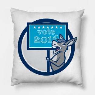 Vote 2016 Democrat Donkey Mascot Circle Cartoon Pillow