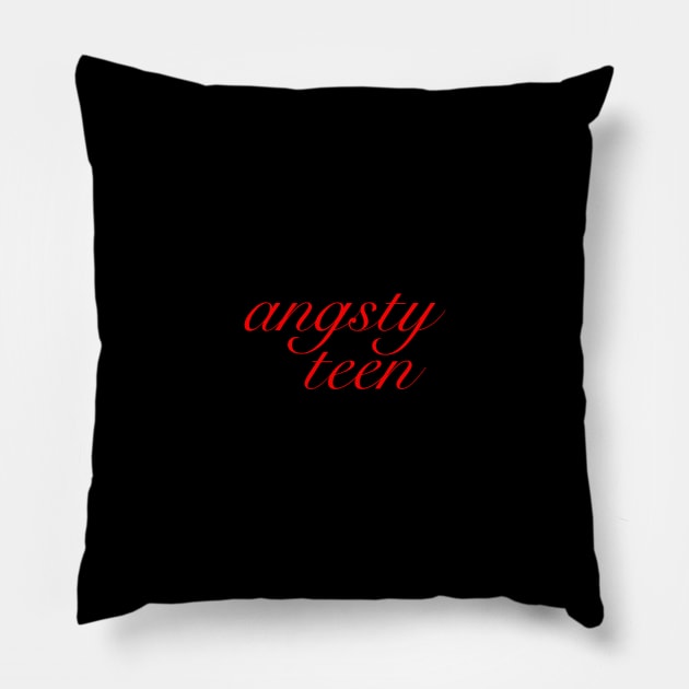 Angsty Teen Red Calligraphy Design Pillow by TritoneLiterary