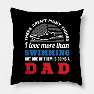 Swimming US flag and funny DAD creative artwork Pillow