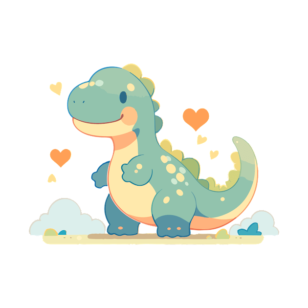 Cute Baby Dino Kawaii Hearts T Rex by Kawaii Kingdom