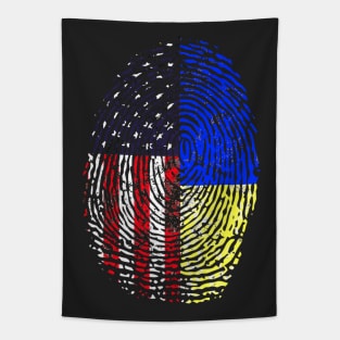 Ukraine American Flag Ukrainian Roots Tapestry