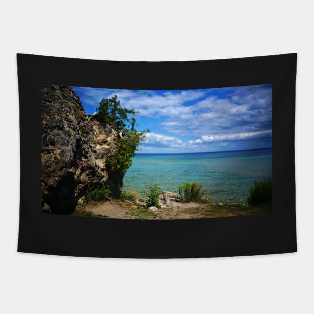 Rock Formation at Lake Michigan Tapestry by 1Redbublppasswo