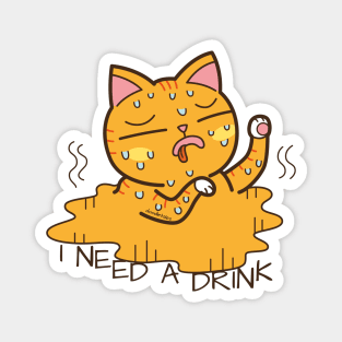 Melting cat (Orange version) Magnet