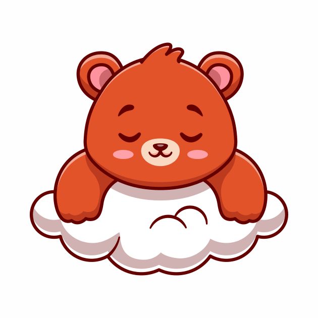 Cute Bear Sleeping On Cloud Cartoon by Catalyst Labs