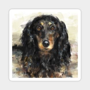 A Beautiful Artistic Painting of a Dachshund Magnet