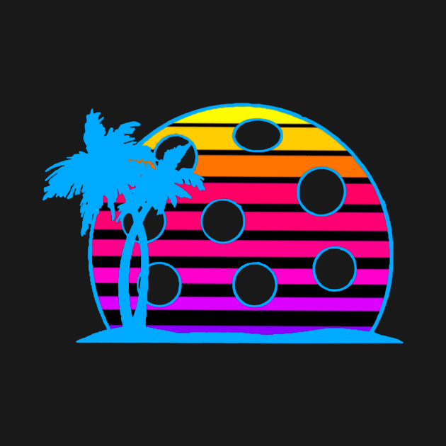 Pickleball Retro Wave Sun Vintage 80s Style by LefTEE Designs