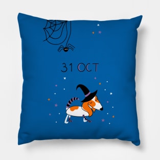 Cute dog in witch costume Pillow