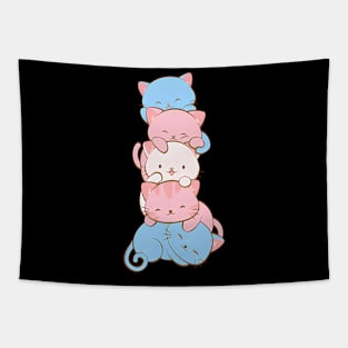 Trans Pride Flag Kawaii Cat Transgender Tapestry