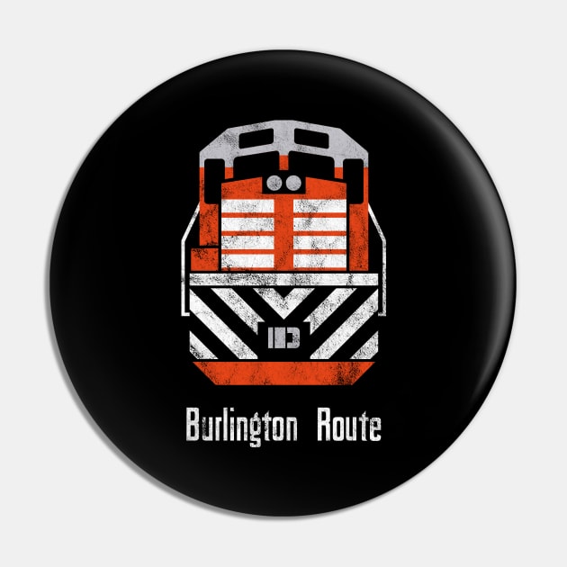 Vintage Burlington Route Railroad Train Engine T-Shirt Pin by Turboglyde