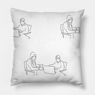 Background illustration, decorative design pattern, business, negotiations, partners, people Pillow