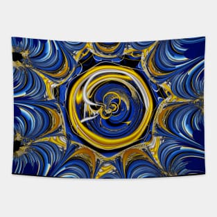 Blue and gold mandala Tapestry