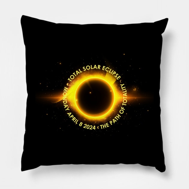 TEXAS American Totality Total Solar Eclipse 2024 April 8 Pillow by Swot Tren