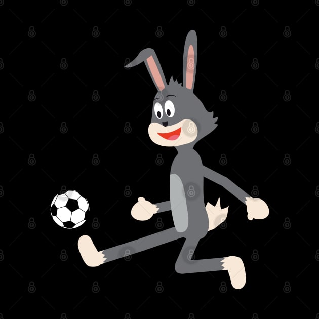 Cartoon Rabbit Soccer Kick Ball by HappyGiftArt