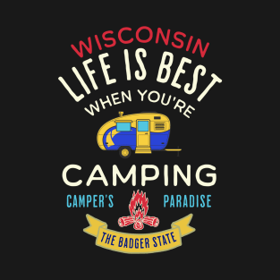 Wisconsin Camping Retro Design T-Shirt