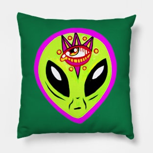 Three Eyed Mystical Alien Head - Y2K Pillow