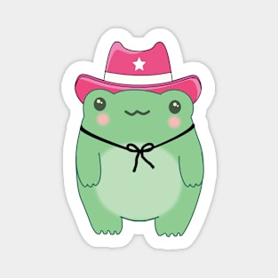 Kawaii Cowboy Frog Wearing Pink Cowboy Hat Magnet