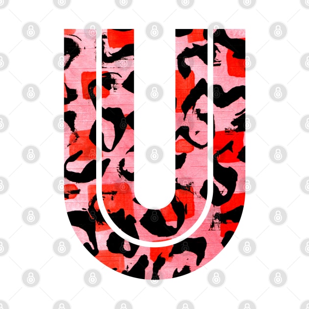 Letter U Watercolour Leopard Print Alphabet Red by Squeeb Creative