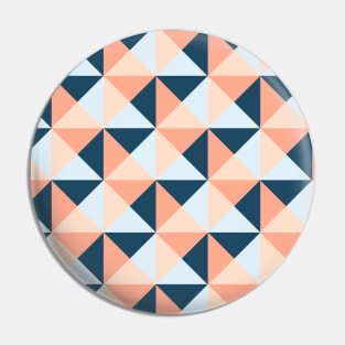 Coral Blue Peach Triangles Geometric Pattern Pin