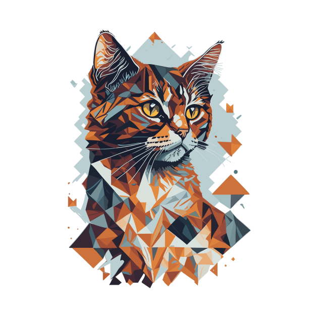 Geometric Cat colorful abstract design by Luvleigh