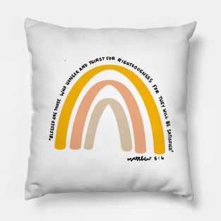 matthew 5:6 bible verse boho rainbow Pillow