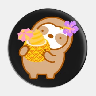 Cute Hawaiian Pineapple Soft Serve Sloth Pin