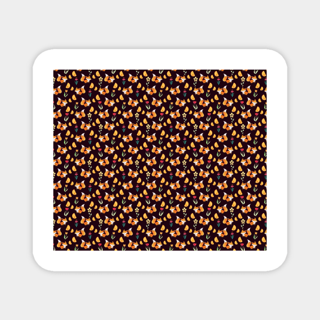 Brown Citrus Fox Pattern Magnet by saradaboru