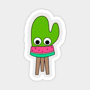 Cute Cactus Design #234: Cute Cactus In Watermelon Planter Magnet