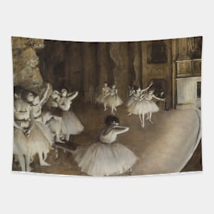 Ballet Rehearsal on Stage by Edgar Degas Tapestry