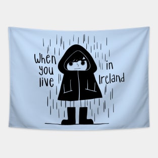 Irish weather. Black and White Crayolina Tapestry