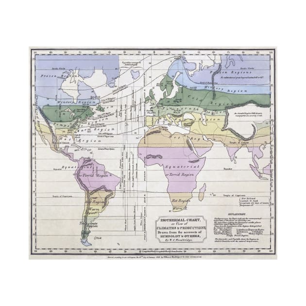 Vintage World Climate Map (1823) by Bravuramedia