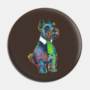 Schnauzer with necktie by Robert Phelps Pin