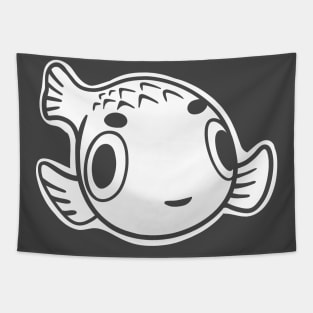 Minimal Puffer fish. Stylized art for bubblefish fans Tapestry