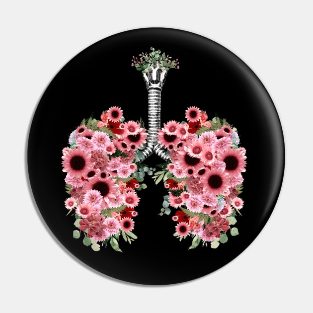 Pink Medical Doctor Lungs,bloom Pink Roses, Anatomy, Watercolor