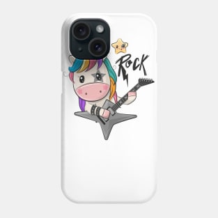 A cool unicorn with a guitar and the inscription Rock Phone Case