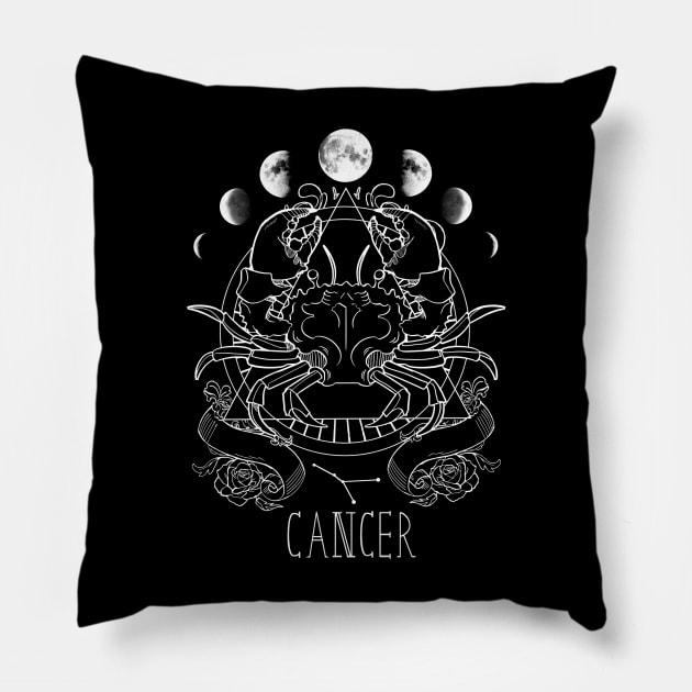 Zodiac Cancer - Black Pillow by TheSaltyBuns