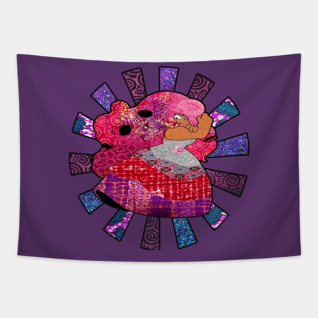 Pink & Purple Rose Quartz groovy collage Tapestry by artbyomega