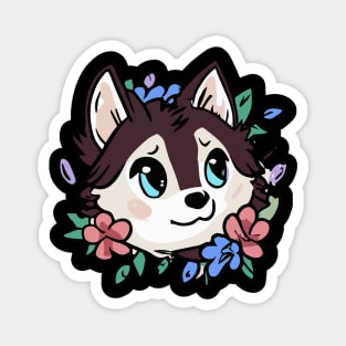 Floral Husky Dog Lover Malamute Magnet