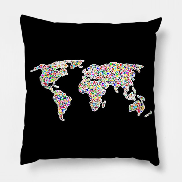 World Map Colorful Countries Pillow by GBDesigner