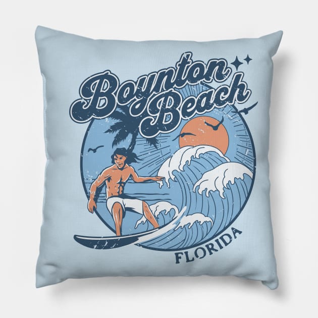 1970s Vintage Surfing Boynton Beach, Florida Retro Sunset // Old School Surfer // Surf Florida Pillow by Now Boarding