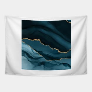 Watercolor Agate in Slate Blue with Glitter Veins Tapestry