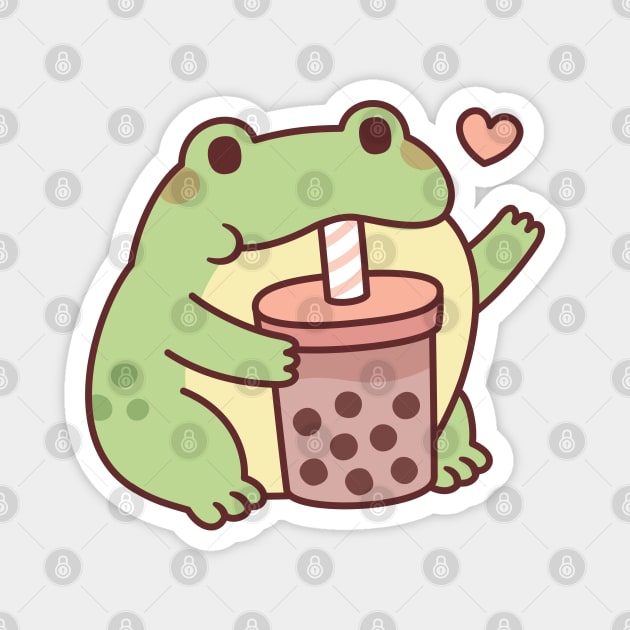 Cute Frog Loves Drinking Bubble Tea Magnet by rustydoodle